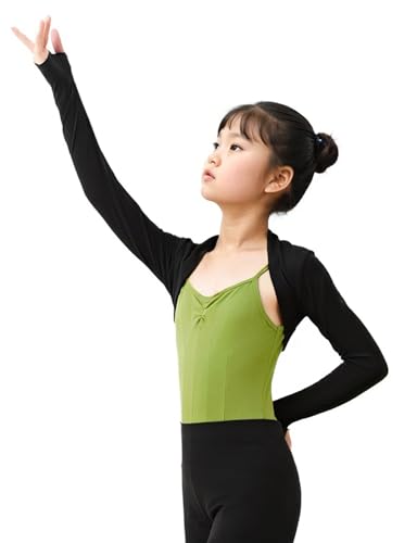 ASHER FASHION Girls Kids Ballet Shrug Sweater Long Sleeve Open Front Wrap Top Dance Dress Cover Up2