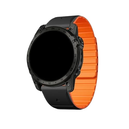 �V���J�Q���x���g�ɑf�����t�B�b�g�ɓK������Garmin Fenix 8 7x 6 6X Pro 5X 5Pro/Gen 2/Enduro 2/Descent Mk1�x���g(Black-Orange,26mm)