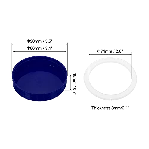 PATIKIL 86mm Wide Mouth Plastic Mason Jar Lids, 1Set/6 Pack Canning Jars Caps with Silicone Sealing Ring for Kitchen Storage Drak Blue - Image 2