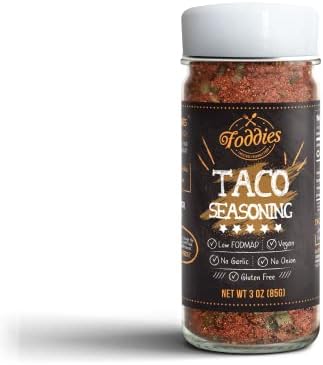 Foddies Low FODMAP Taco Seasoning, No Onion No Garlic, IBS Friendly, 3oz