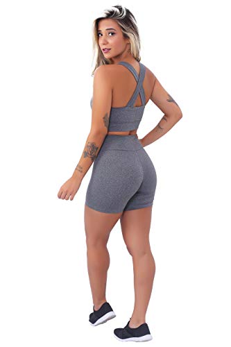 KIT 5 Conjuntos Fitness Feminino Short e Top Cropped Cruzado Roupas Para Academia Ginástica Atacado