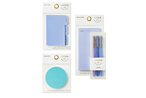 Noted by Post-it Brand Work from Home Set, Blue, Includes List, Tab, and Round Sticky Notes and Pens (NTD-LGSET-BLU)