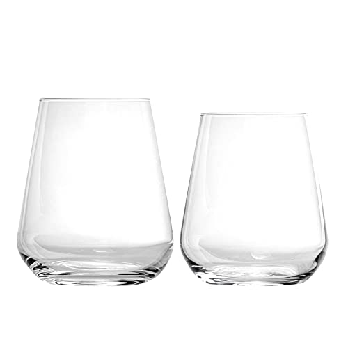 Bormioli Rocco Inalto Uno Water Tumblers and Stemless Wine Glasses - 12pc Set