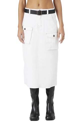 Forever 21 Women's Belted Twill Midi Skirt2