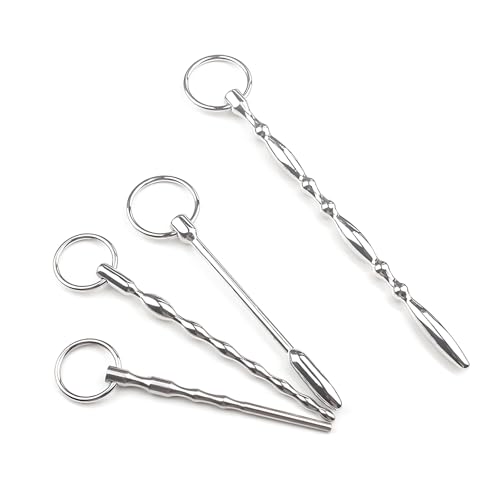 4-Piece Set of Men's Pull-Tab Metal Urethral Horse Eye Rod, Smooth Surface, Comfortable Wear-US2604RM (Size 1+2+3+4)