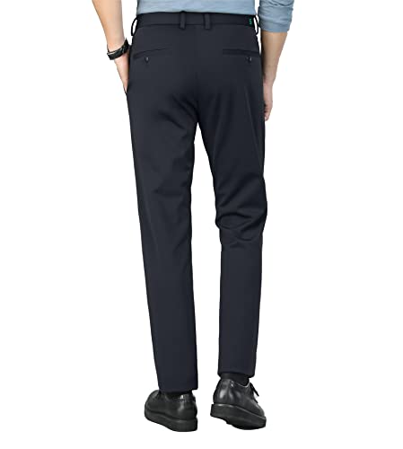 Lushenuni Men's Golf Pants Stretch Slim Fit Dress Pants Winter Lightweight Quick Dry Casual Work Pants With Pockets (34,Grey/Blue) #TOP1