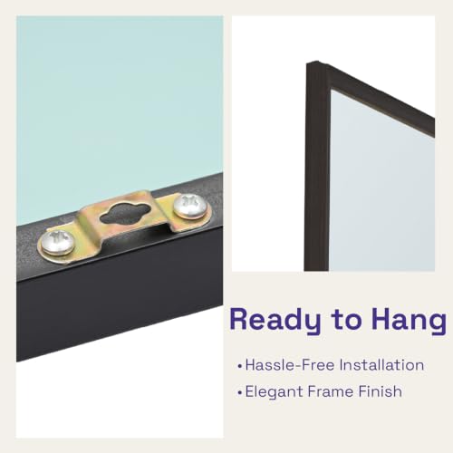 Image of Wakefit Decorative Rectangle Wall Mirror - 47 Inch | Metal Frame Wall Mirror for Living Room Bedroom Entryway Dressing Room Modern Home Decor & Gifting | Bruno Walnut Brown - 18.1x47.6x2 Inch