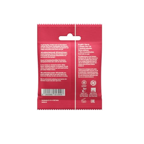Denttabs Zahnputztabletten Erdbeergeschmack 2x125 Stk. die vollwertige Alternative zur Zahnpasta, fluoridfrei für Kinder und Erwachsene VEGAN Plastikfrei ohne Konservierungsstoffe. kompostable Bag