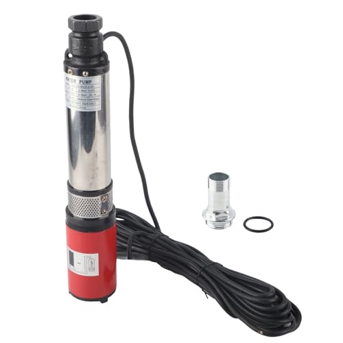 HUSHUI Equipo Hidráulico Bomba de Pozo Profundo CC 48 V Elevación Alta 55 M Motor de Latón Grande de 5 M³/h Bomba de Batería Solar con Impulsor Flotante Antiarena para Suministro de