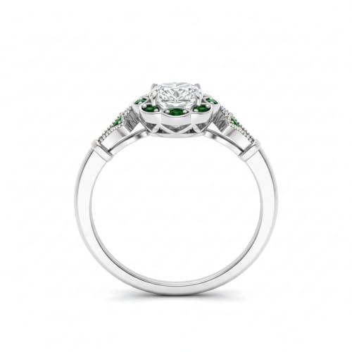 Image of Choose Your Gemstone Vintage Halo Diamond CZ Engagement Ring Sterling Silver Cushion Shape Vintage Engagement Rings Minimal Modern Design Birthday Gift Wedding Gift US Size 4 to 12