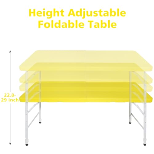 Ucootifly Plastic Folding Table 4FT Heavy Duty Folding Utiity Table for Camping, Picnics, Parties, Indoor Outdoor Portable Dining Table,Yellow by Ucootifly - Image 4