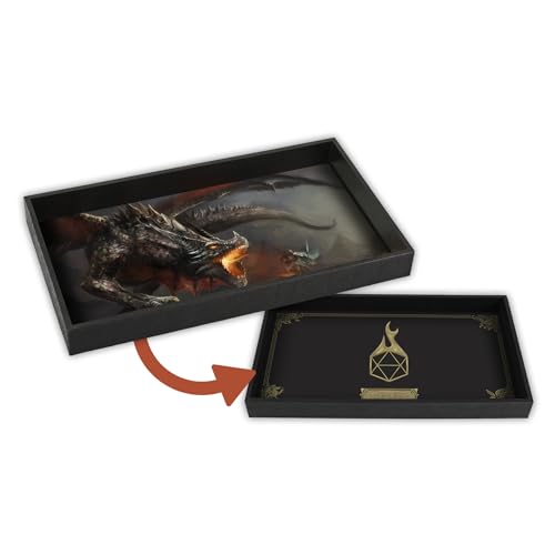 Forged Dice Co. Dice Tray 14" - Reversible Dice Rolling Mat - Compatible with Board Games and Tabletop RPGs Like Dungeons and Dragons Pathfinder Roleplaying Games - Dragon Battle