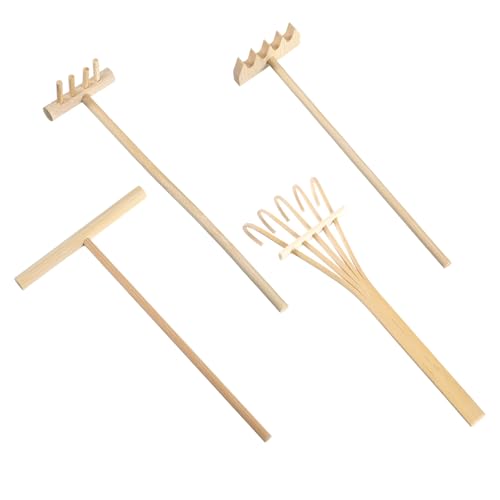 Nogeqi 4 Pack Zen Garden Rake, Mini Bamboo Zen Garden Tools, Rock Zengarden Accessories for Home...