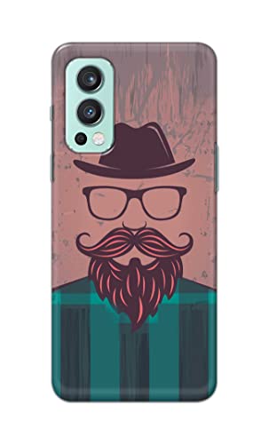 Image of PRINTFIDAA Man Icon with Beard Shirt Hipster Printed Designer Hard Case for OnePlus Nord 2 (5G) Back Cover -(e) RPM1001