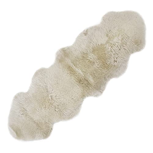 ムートンラグ 天然 オーストラリア産 長毛 2匹物 ラグ リネン 60×180cm 洗える 日本製 NF002LI