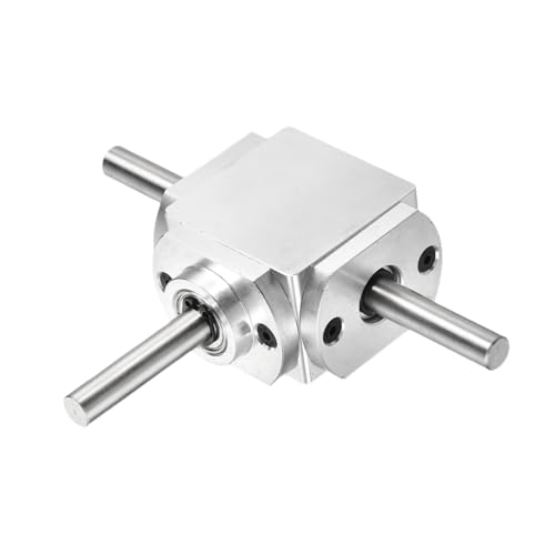 QUARKZMAN Getriebe 90 Grad Rechtwinkel Kegelgetriebe 1:1 Vorwärts Doppelausgangswelle 1 Modul 20 Zähne Kegelrad Aluminiumrahmen Einfaches Mechanisches DIY Modul 8mm Welle 118x87x30mm(LxBxH)