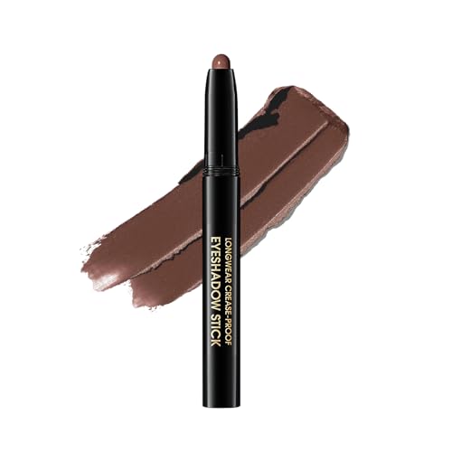 Sombra de Ojos en Barra Resistente al Agua, Waterproof Eyeshadow Stick, Maquillaje de Ojos de Larga Duración, Sombra de ojos en lápiz mate, delicada y sedosa(Pecan)