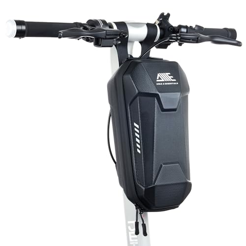 AISLE 3 ESSENTIALS Scooter Handlebar Bag - Waterproof EVA Hard Shell Watertight Zippers Stable Hook & Loop Straps 2L Storage Reflective Strips Electric Scooter Accessories Bike & eBike Black