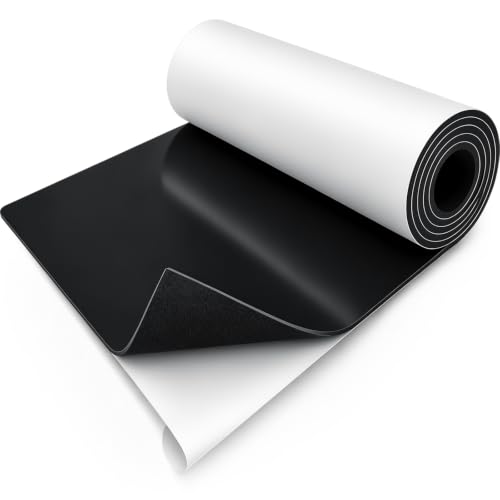 Fullhawl Large Felt Furniture Pads 12 x 40 Inch Non Slip Self Adhesive Heavy Duty Cuttable Strip Roll Felt Sheet Tape for Protecting Hardwood Floors Chair Wall, Black