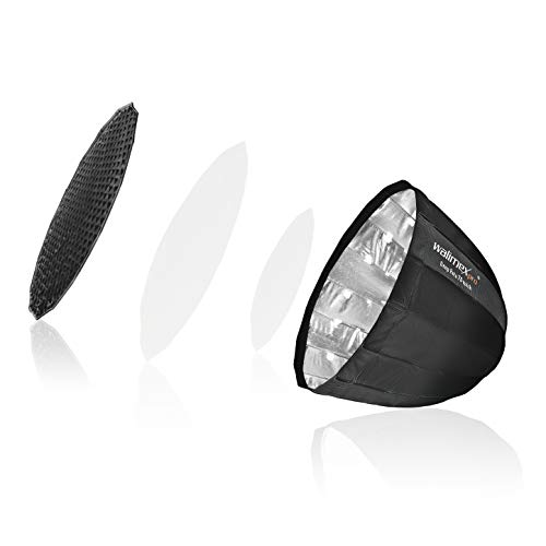 Walimex pro Studio Line Deep Rota Softbox QA70 – Octabox Lichtformer, 70cm Ø, 56cm Tiefe, faltbar, mit Grid, Innen- und Aussendiffusor, Speedring, für...