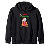 merry christmas, snowman wear sweater and santa hat, xmas felpa con cappuccio