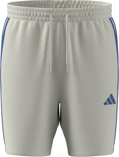 adidas Men's Essential Three Stripes French Terry Short, Off White/ray Blue, L