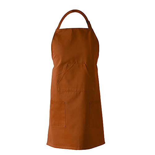 Image of HPD Half Price Drapes Aprons for Men Women with Large Pockets Adjustable Unisex PRTW-S01-AP Solid Cotton, 27 X 34 Inch, Bombay Rust