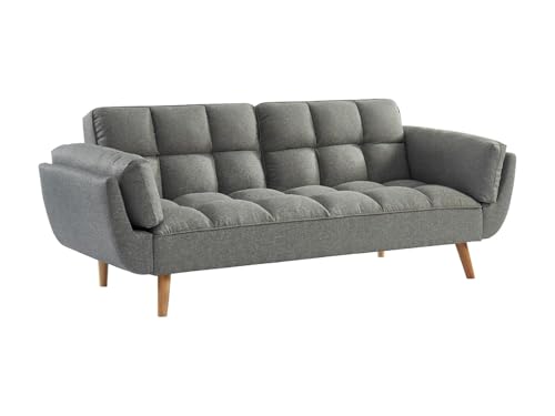 Vente-unique - Canapé 3 Places Convertible clic-clac en Tissu Gris chiné LOELINE