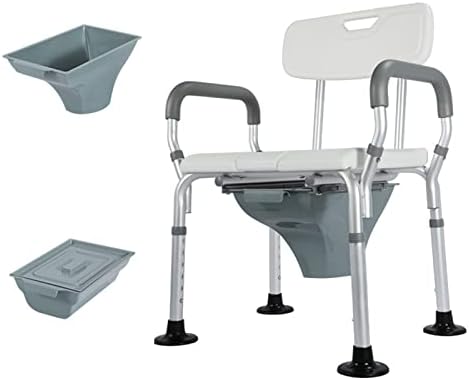 DDTP Stools,Shower Chair, Adjustable Shower Bench with 2 Toilet Bowl and Back, 150Kg Capacity Non-Slip Bathtub Stool Seat for Elderly, Disabled and Pregnant/White