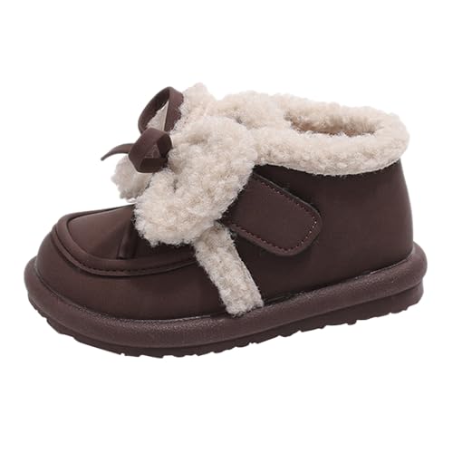 Toddler Kids Cotton Fleece Ankle Boots Winter Fashion Cute Bowknot F𝘂r 𝗟ining Comfy Soft Warm Toddler Shirts Boys 3t (Brown, 8 Toddler)
