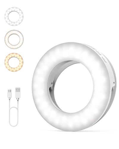 BRTech 60 LED Videolicht, Stufenloses Dimmen USB Mini Handy Selfie Licht mit Klammer 3000K-8500K, 3 Lichtmodi Fotolicht Ringlicht für iPad iPhone Laptop Makeup YouTube Fotografie TikTok Zoom-Meetings