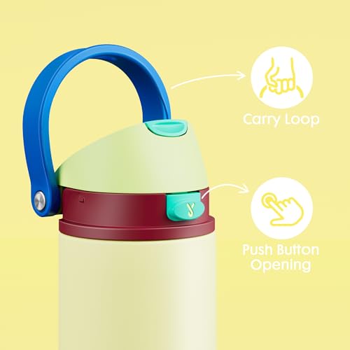 Image of 18 oz Insulated Water Bottle for Teens: Meoky Kids Water Bottle with 2-in-1 Straw and Spout Lid - Leak Proof, Cold for 24 Hours, BPA-Free for Boys Girls School Sports, Buttercup