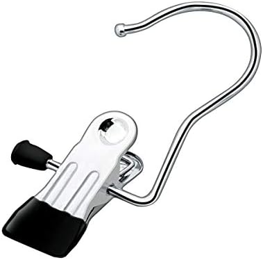 Coideal Portable Laundry Hook Boot Clips/Stainless Steel Hanging Clothes Pins, 8 Pack Closet Organizer Hangers Clip Travel Home Clothing Trouser Hanger for Pants, Shoes, Towel, Socks (Black)