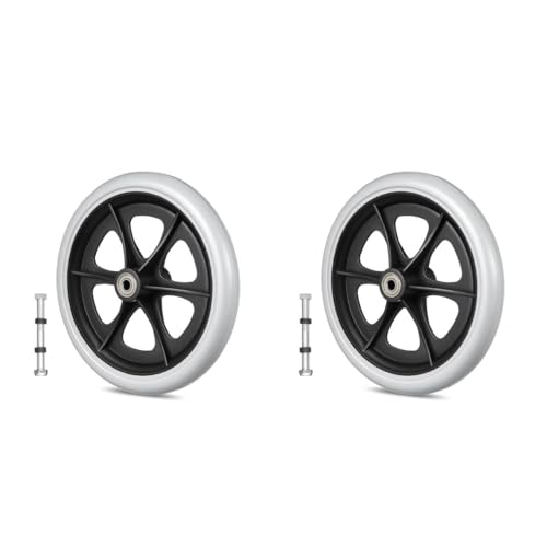 VILLCASE 2 Stück Ersatzrad mit Schraubens für Rollstühle, 200mm Ersatzrollen für Rollstuhlräder, Gummi Rollstuhlräder Ersatz, Professionelles Vorderradzubehör für Elektrorollstuhl