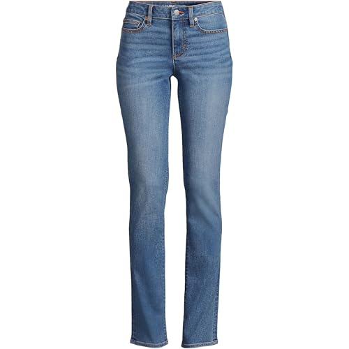 Lands' End Women's Recover Mid Rise Straight Leg Blue Jeans3