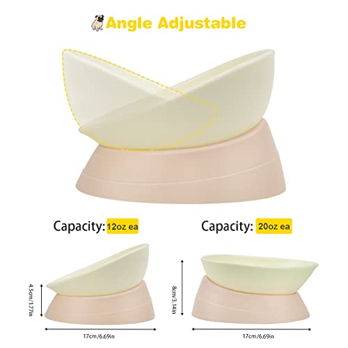 Petdoer Futternapf mit französischer Bulldogge, abgeschrägter geneigter Mops, rutschfest, für Frenchie, Shih Tzu, Flache Hunde, Katzen