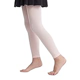 Frola Girls' Opaque Footless Tights Ultra Soft Solid Colored Dance Tights(6-8,Pink)
