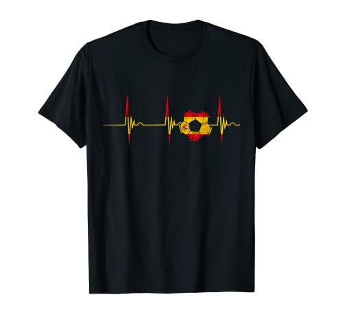 Bandera de España Heartbeat EKG Pulso Español Fútbol Español Raíces Españolas Camiseta