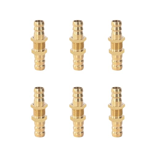 Tubería Manguera de Latón, 6 Piezas 8mm Accesorio Manguera Barb Bulkhead, Bulkhead Pipe Fitting Acoplador Conector para Agua, Aire, Conexión, Conversión