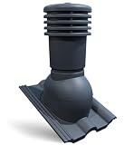 Bandloo VENTOS X Plus R antracita DN150 – Extractor universal de techo con drenaje de condensado para tejas de hormigón, ventilación de chimenea para techo inclinado, resistente a la intemperie y a