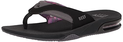 Reef women's fanning sandals, black/grey, 9