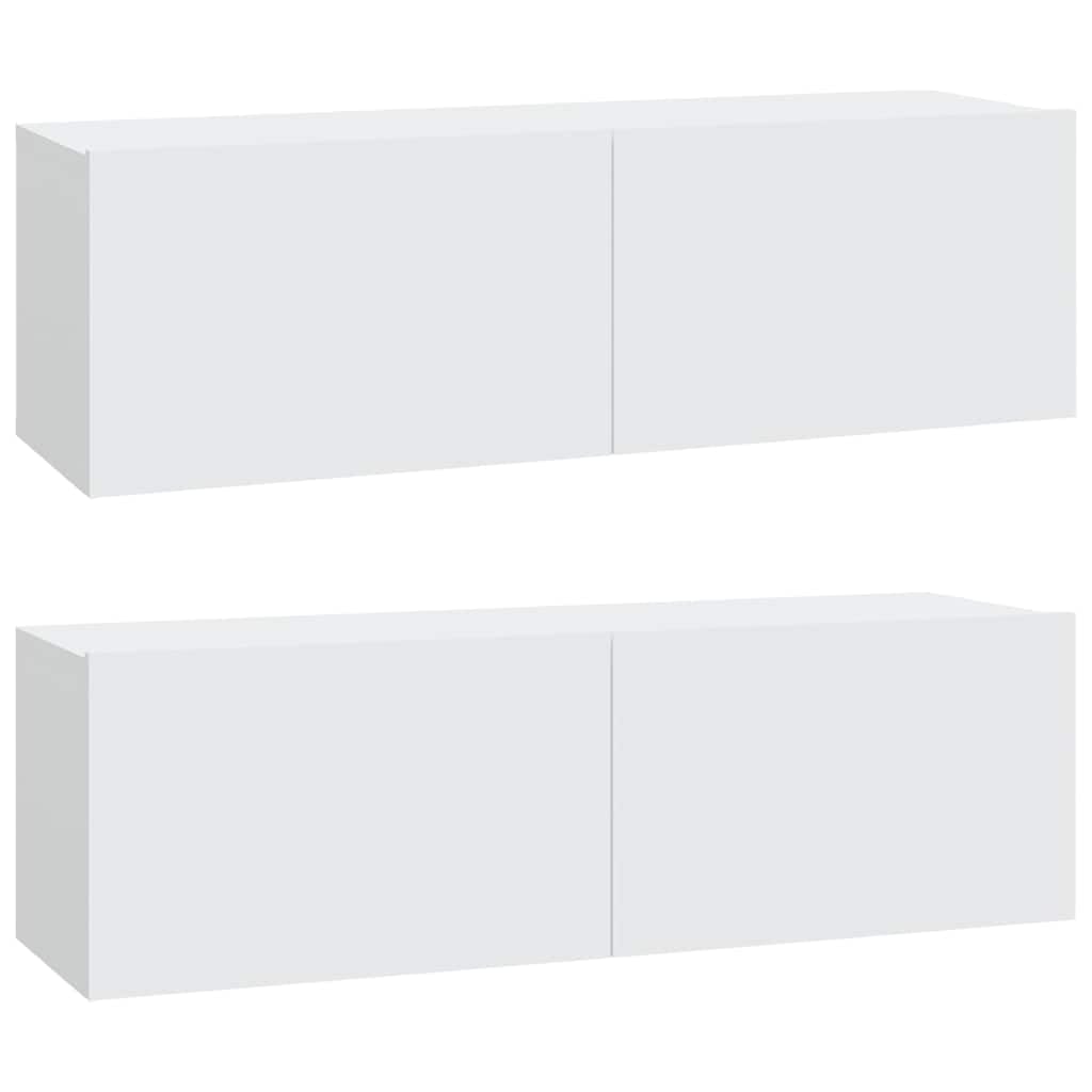 Mobile da parete per TV, set da 2 pezzi, 100 x 30 x 30 cm, bianco