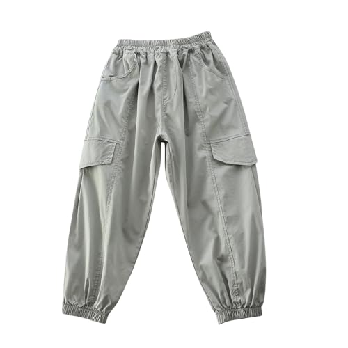 Boys Elastic Waist Sweatpants Teens Baggy Outdoor Hiking Athletic Harem Joggers Lightweight Casual Cargo Pant Pockets