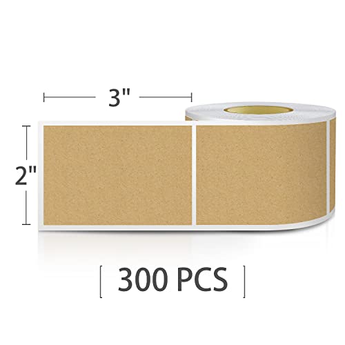 Kraft Rectangle Sticker Labels 3×2 Inch Vinyl Stickers Color Coding Name Tags Roll Removable Waterproof 300 Per Dispenser Box #TOP4