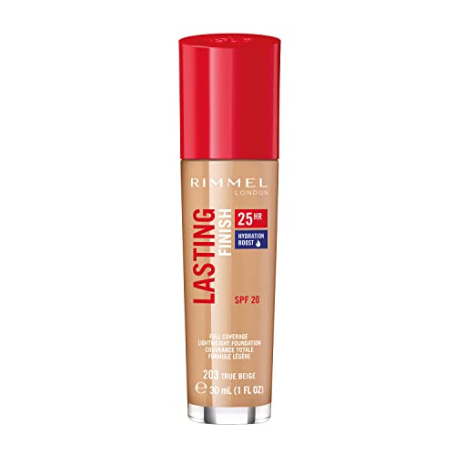 Rimmel London Lasting Finish 25HR - 203 True Beige - Foundation 25-Hour Wear Full Coverage Waterproof 1oz