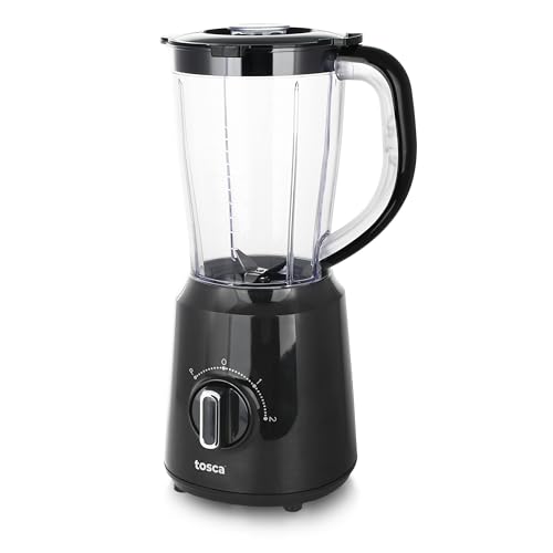 TOSCA Batidora de Vaso 1,5L para Smoothies y Batidos, Licuadora 2 Velocidades y Función Pulse, 4 Cuchillas Acero Inoxidable, Jarra Plástico Apta para Lavavajillas, Pies Antideslizantes, Tapa Seguridad