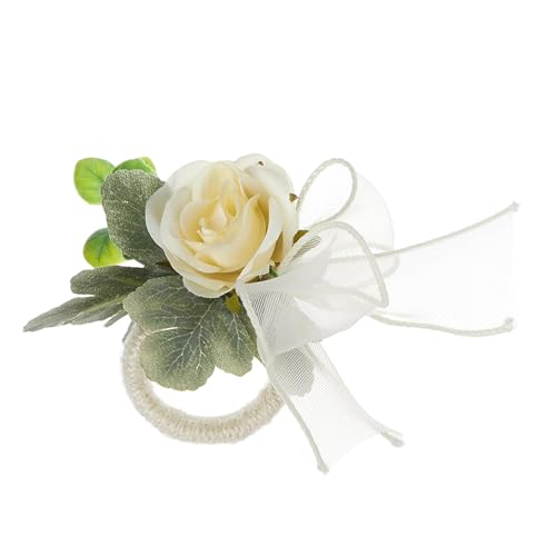 Servilletero de flores artificiales, servilleteros florales - Servilletero de rosas artificiales para las vacaciones | Elegantes mesas de cena ornamentales, anillos para decoración de mesa de cena de