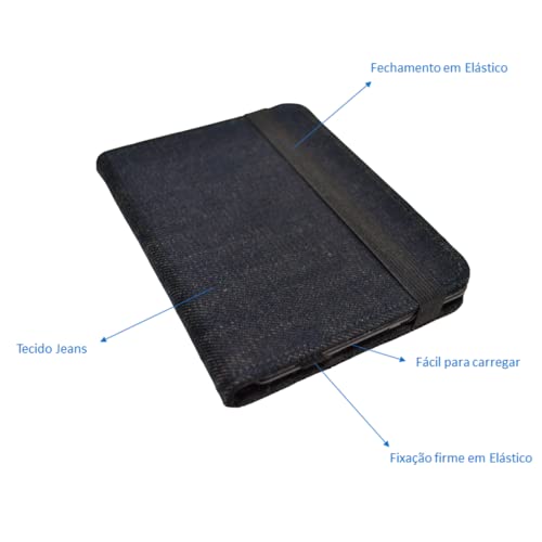 Capa Jeans Para Kindle Lev Kobo - Jeans Escuro