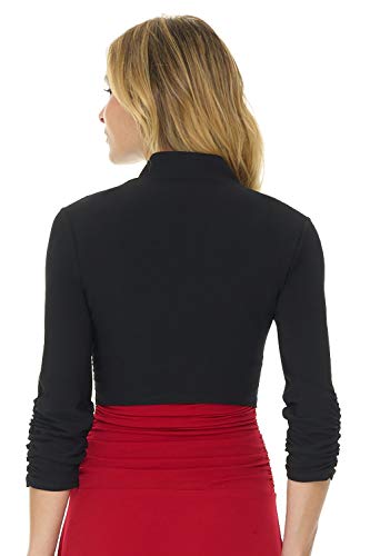 Rekucci Women's Chic Soft Knit Stretch Bolero Shrug With Ruched Sleeves (Medium, Black) #TOP2