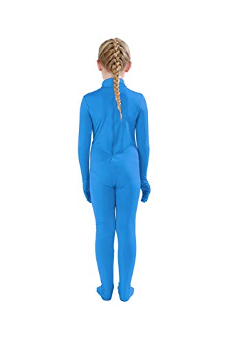 Full Bodysuit Kids Dancewear Solid Color Spandex Zentai Child Unitard (Light Blue, Large)